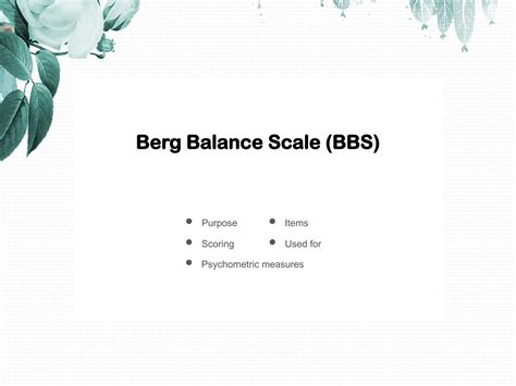 Balance Assessment tools and its Psychometric Properties | PPTX