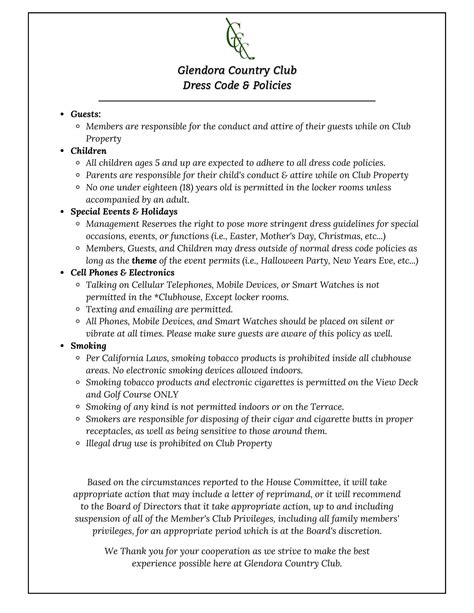 Guest Information - Glendora Country Club