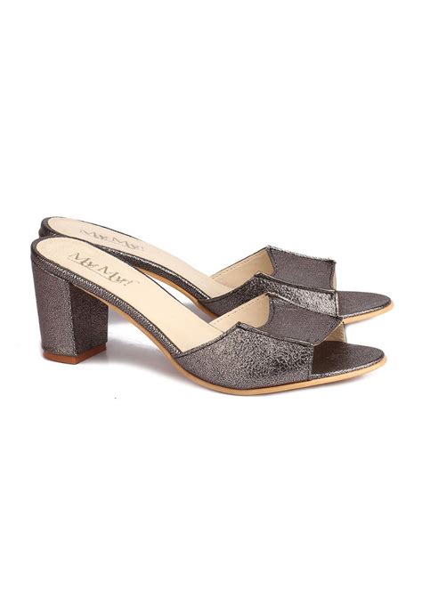 Get Textured Metallic Block Heels at ₹ 1199 | LBB Shop