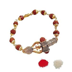 Buy COLOUR OUR DREAMS Trishul Damru OM Rudraksha Gold Plated Mahadev ...