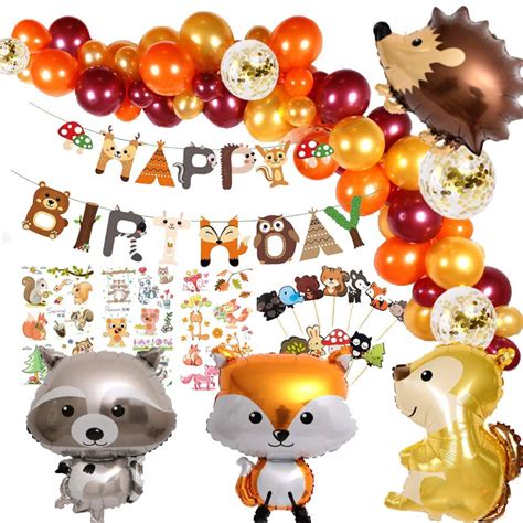 Animal Birthday Party Decorations Woodland Happy Birthday Banner ...
