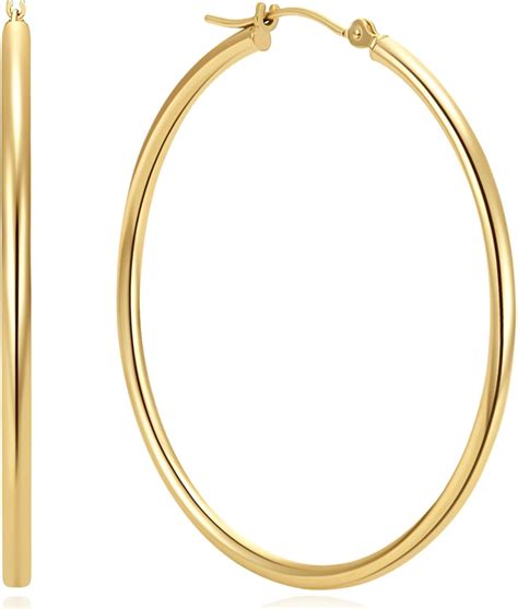 Amazon.com: Fanglcy 14K Gold Hoop Earrings for Women, 14K Gold Earrings ...