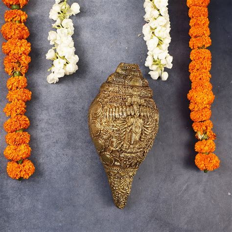 Buy Brass Vishnu Virat Roop Vishwaroopam Shankh Conch 8.5 inch antique ...