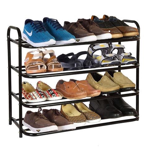 KSP HOME Heavy Metal Shoe Rack (4 Shelves) Foldable Open Book Shelf ...