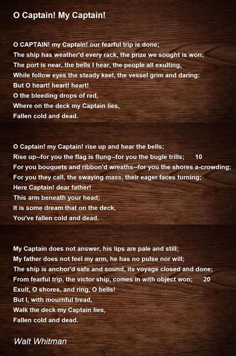 O Captain! My Captain! Poem by Walt Whitman - Poem Hunter