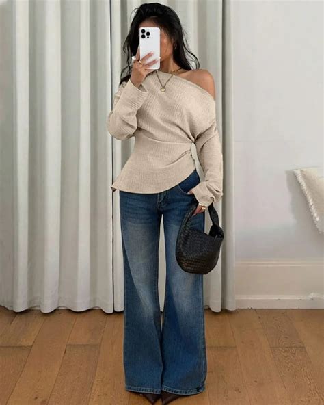 Beige Off-Shoulder Asymmetrical Neck Top – Littlebox India