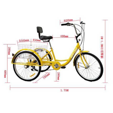 Adult Tricycle,Three Wheel Cruiser Bike, Portable Tricycle 24" Wheels ...
