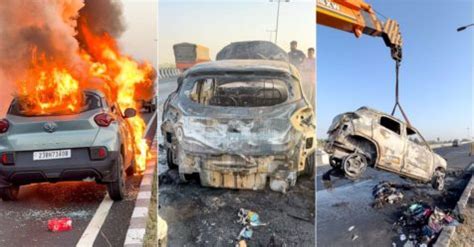 One month old moving Tata Punch micro SUV catches fire in Gujarat ...