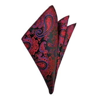Buy VOICI France Men's Pocket Squre paisley design red and blue Color ...