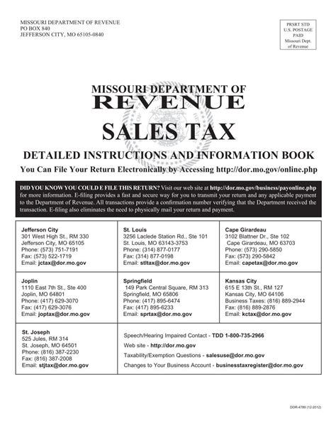 Sales Tax Detailed Instructions and Information - Missouri ...