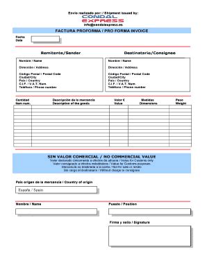 Fillable Online Envo realizado por: / Shipment issued by: Fax Email ...