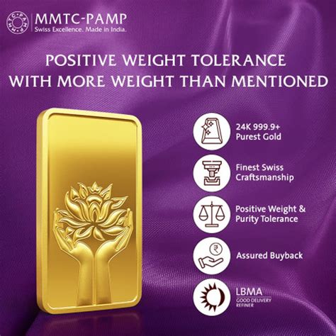 MMTC-PAMP India Pvt Ltd Lotus 24 (9999) K 1 g Yellow Gold Bar Price in ...