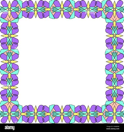 Square frame of butterfly figures in combinatorics style on a white ...
