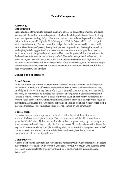 Brand Management CA1 - PRACTICAL - Brand Management Answer 1 ...