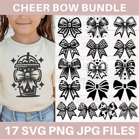 Cheer Bow SVG PNG Bundle, Glitter Hair Bow Svg Vector, Cheerleader Mom ...