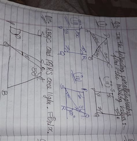 in the following parallelogram find the missing values - Brainly.in