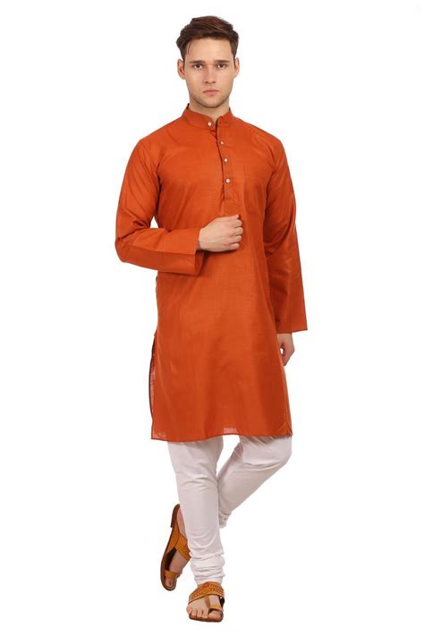 Wintage Men's Cotton Silk Casual Kurta Churidar (Red