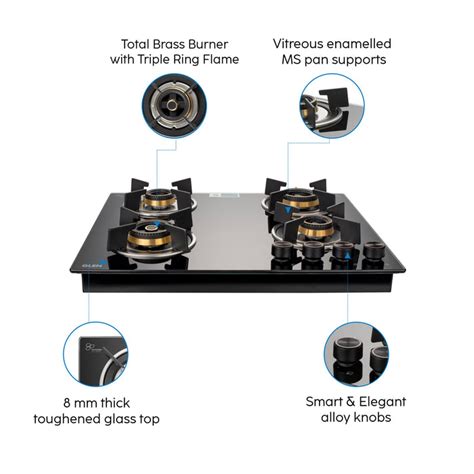 Buy 4 Burner Glass Gas Hob with Auto Ignition at Best Prices