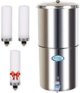 KONVIO Non electric Water Filter for Home With 2 + 1 Ceramic Cartridge ...