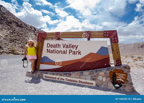 DEATH VALLEY, CA: Sign for Death Valley National Park on an Overcast ...