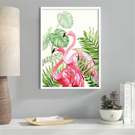 Art Pink Flamingo Framed Canvas Art Print, Painting ( Size 13 x 17 ...