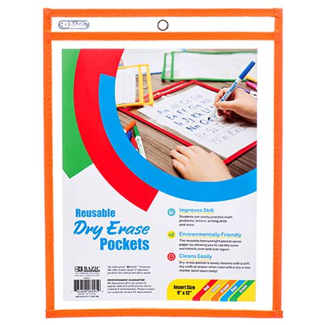 BAZIC Reusable Dry Erase Pockets