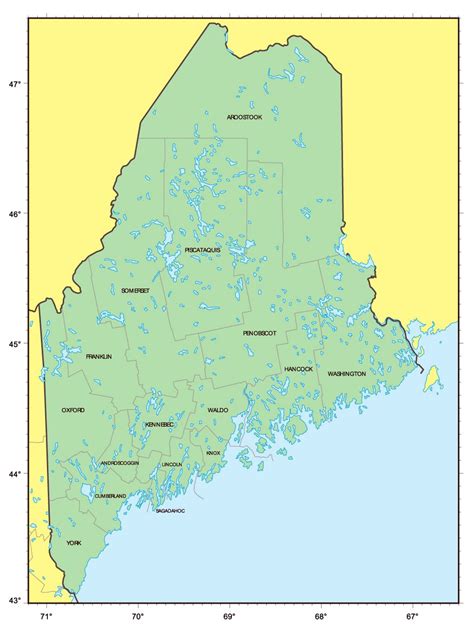 Detailed administrative map of Maine state | Maine state | USA | Maps of the USA | Maps ...