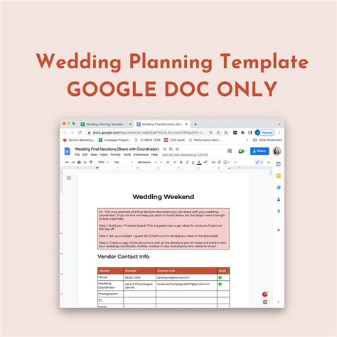 Wedding Planning - Google Doc ONLY - Etsy