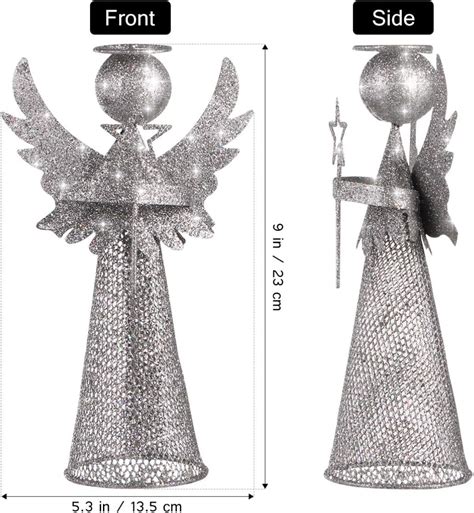 Buy Amosfun Christmas Tree Topper 3D Angel Christmas Treetop Silver ...