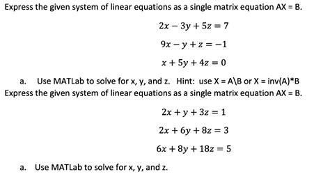 Solving Matrix Equations MATLAB 的图像结果