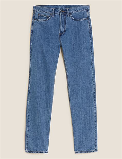 Buy Pure Cotton Straight Fit Jeans at Marks & Spencer