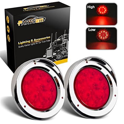 Buy Partsam 2Pcs 4 Inch Round Led Trailer Tail Lights Red 10LED Reflex ...