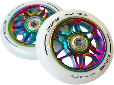 BOLDCUBE Stunt Scooter Wheels 100mm Pair - Pro Stunt Wheels Alloy Core ...