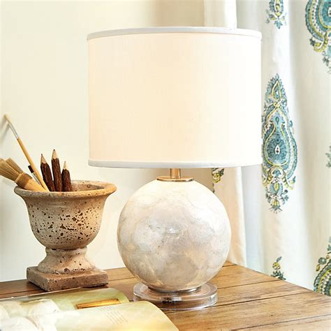 Capiz Table Lamp with White Linen Drum Shade | Ballard Designs