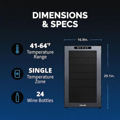 NewAir 16.9-in W 24-Bottles Mirrored Black Freestanding Indoor Wine ...