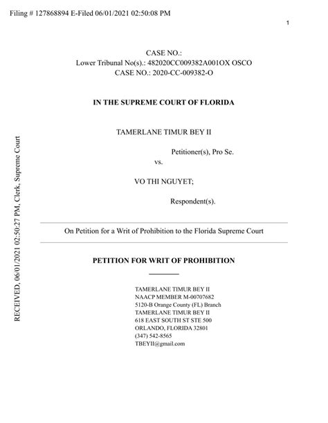 Writ of Prohibition Example