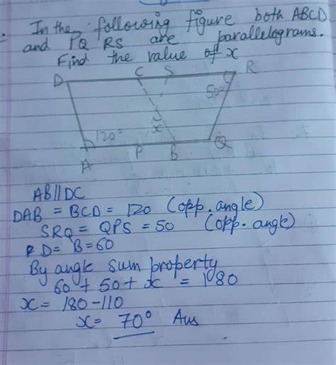 in the following figure both ABCD and PQRS are parallelograms. Find the ...