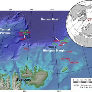 Sampling sites on the Hinlopen Margin, southern Nansen Basin and at the ...
