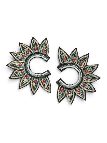 Anekaant Black & Peacock Multi Quirky Handcrafted Chandbalis