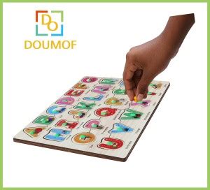 DOUMOF Wooden Alphabet Educational Puzzle Board ||ABCD Alphabet ...