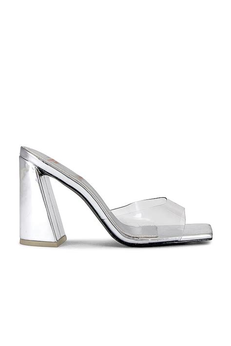 BLACK SUEDE STUDIO x Caroline Joanna Heel Sandal in Silver | REVOLVE