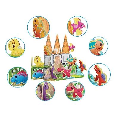 PicassoTiles 38 Piece Dino Park, STEM Toy Magnetic Tile, Building Block ...