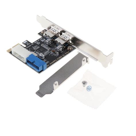 PCI-E to USB 3.0 2 Port PCI Express Expansion Card Adapter 19Pin Power ...