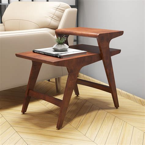 Buy Mackenzie Brown - Dark Oak Veneer Solid Wood Side Table Online At ...