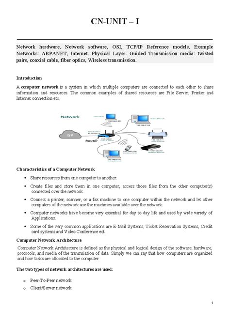 CN-UNIT-I-R18: Structured Notes on Computer Networks and OSI Model ...