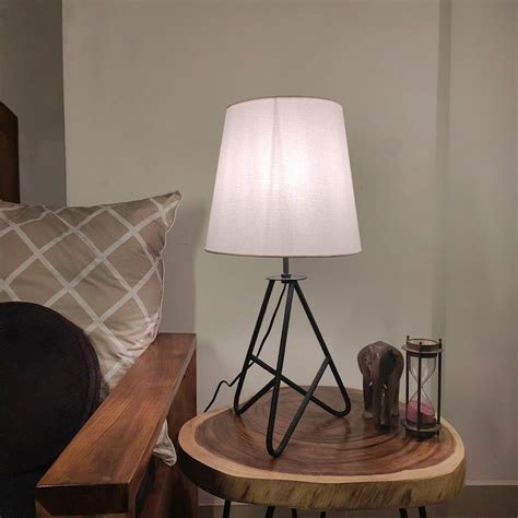 Claire Metal Table Lamp with Black Base and Premium White Fabric Lamps ...