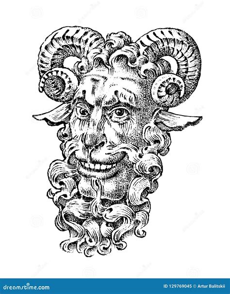 Faun or Satyr in Ancient Mythology. Fantasy Greek Creature. Forest Deity. Vintage Engraving ...
