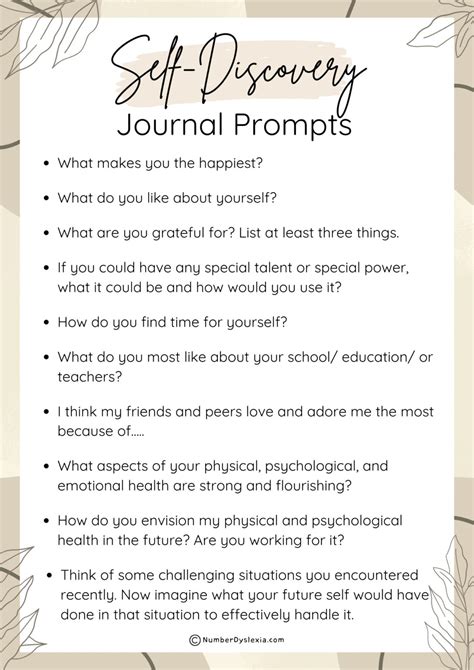 100 Self-discovery Journal Prompts for Students - Number Dyslexia