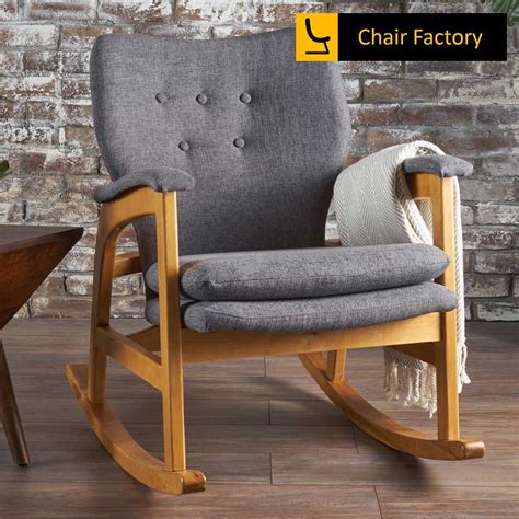 Elmer Grey Mid Century Rocking Chair | Chair Factory