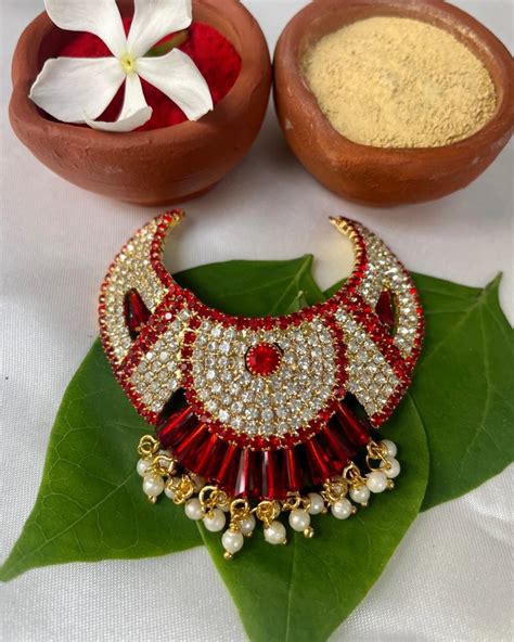 Laddu Gopal Jewellery – Red & White Choker Necklace with Pearls – Mero ...